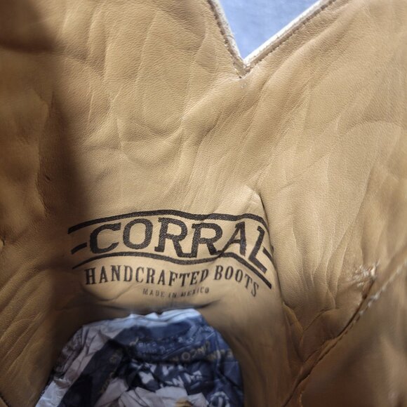 Corral A4048 Men's 9D Brown Turquoise Pirarucu Leather Square Toe Western Boots - Picture 10 of 11